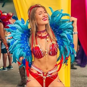 Carnival Feathers, Rooster feather backpiece, EDC/Brazilian Samba/Caribbean